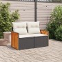 2-seater garden sofa with black synthetic rattan cushions by , Outdoor sofas - Ref: Foro24-366010, Price: 166,36 €, Discount: %