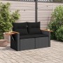 2-seater garden sofa with black synthetic rattan cushions by , Outdoor sofas - Ref: Foro24-365994, Price: 181,86 €, Discount: %