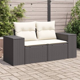 2-Sitzer-Gartensofa mit schwarzen Kissen aus synthetischem Rattan von , Outdoor-Sofas - Ref: Foro24-366019, Preis: 186,13 €, ...