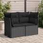 2-seater garden sofa with black synthetic rattan cushions by , Outdoor sofas - Ref: Foro24-365963, Price: 147,56 €, Discount: %