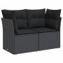 2-seater garden sofa with black synthetic rattan cushions by , Outdoor sofas - Ref: Foro24-365963, Price: 147,56 €, Discount: %