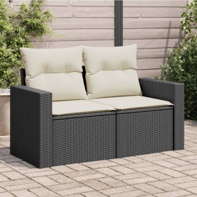 2-Sitzer-Gartensofa mit schwarzen Kissen aus synthetischem Rattan von , Outdoor-Sofas - Ref: Foro24-366004, Preis: 157,14 €, ...