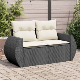 2-Sitzer-Gartensofa mit schwarzen Kissen aus synthetischem Rattan von , Outdoor-Sofas - Ref: Foro24-366006, Preis: 186,84 €, ...