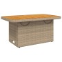 Synthetic rattan garden table with acacia wood in beige, measuring 90x55x71 cm. by , Garden tables - Ref: Foro24-368277, Pric...