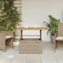 Synthetic rattan garden table with acacia wood in beige, measuring 90x55x71 cm. by , Garden tables - Ref: Foro24-368277, Pric...