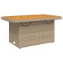 Synthetic rattan garden table with acacia wood in beige, measuring 90x55x71 cm. by , Garden tables - Ref: Foro24-368277, Pric...