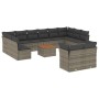 Set of garden sofas with 13 pieces of gray synthetic rattan cushions by , Garden sets - Ref: Foro24-3223918, Price: 833,45 €,...