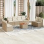 9-teiliges Gartensofa-Set mit beigen synthetischen Rattankissen von , Gartensets - Ref: Foro24-3224084, Preis: 667,99 €, Raba...