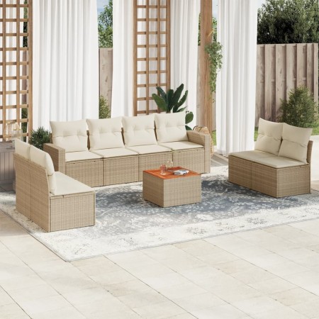 9-piece garden sofa set with beige synthetic rattan cushions by , Garden sets - Ref: Foro24-3224084, Price: 667,99 €, Discoun...