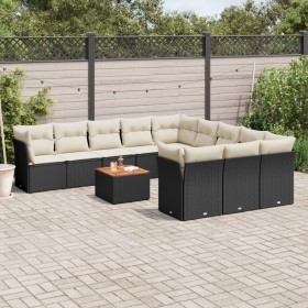 Gartensofa-Set 12-teilig mit schwarzen synthetischen Rattankissen von , Gartensets - Ref: Foro24-3223907, Preis: 745,80 €, Ra...