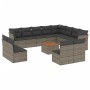 Set of garden sofas with 13 pieces of gray synthetic rattan cushions by , Garden sets - Ref: Foro24-3223932, Price: 827,08 €,...