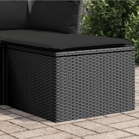 Black synthetic rattan garden stool with cushion 55x55x37cm by , Outdoor ottomans - Ref: Foro24-365968, Price: 64,99 €, Disco...