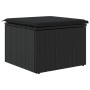 Black synthetic rattan garden stool with cushion 55x55x37cm by , Outdoor ottomans - Ref: Foro24-365968, Price: 63,71 €, Disco...