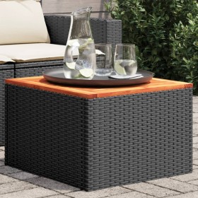 Mesa de jardín de madera de acacia y ratán PE negro 55x55x37 cm de , Mesas de jardín - Ref: Foro24-365975, Precio: 52,99 €, D...