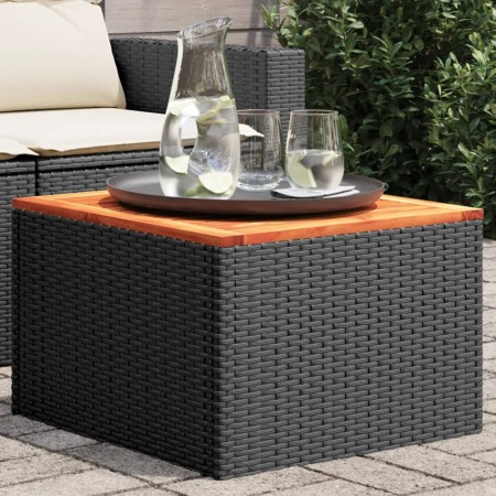 Acacia wood and black PE rattan garden table 55x55x37 cm by , Garden tables - Ref: Foro24-365975, Price: 51,00 €, Discount: %