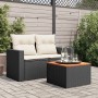 Mesa de jardín de madera de acacia y ratán PE negro 55x55x37 cm de , Mesas de jardín - Ref: Foro24-365975, Precio: 51,00 €, D...