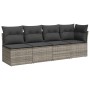 Garden sofa with cushions, 4 seats, synthetic gray rattan by , Outdoor sofas - Ref: Foro24-366115, Price: 244,93 €, Discount: %