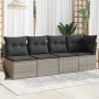 Garden sofa with cushions, 4 seats, synthetic gray rattan by , Outdoor sofas - Ref: Foro24-366115, Price: 244,93 €, Discount: %