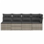 Garden sofa with cushions, 4 seats, synthetic gray rattan by , Outdoor sofas - Ref: Foro24-366115, Price: 244,93 €, Discount: %