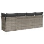 Garden sofa with cushions, 4 seats, synthetic gray rattan by , Outdoor sofas - Ref: Foro24-366115, Price: 244,93 €, Discount: %