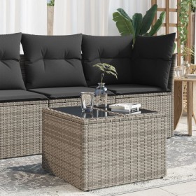 Gartentisch mit Glasoberfläche PE Rattangrau 55x55x37 cm von , Gartentische - Ref: Foro24-366120, Preis: 93,06 €, Rabatt: %