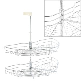 Wire kitchen tray with 2 levels, silver, 180 degrees, 75x38x80 cm. by vidaXL, Kitchen utensil containers - Ref: Foro24-50972,...