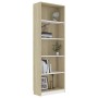 5-stufiges Regal aus Sperrholz in Weiß und Eiche, 60 x 24 x 175 cm von , Bücherregale und Regale - Ref: Foro24-800887, Preis:...