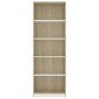 5-stufiges Regal aus Sperrholz in Weiß und Eiche, 60 x 24 x 175 cm von , Bücherregale und Regale - Ref: Foro24-800887, Preis:...