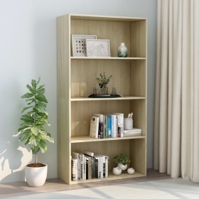 4-tier oak-colored plywood shelf 80x30x151.5cm by , Bookcases and shelves - Ref: Foro24-801020, Price: 124,99 €, Discount: %