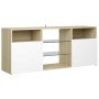 TV-Schrank mit LED-Leuchten in Weiß und Sonoma-Eiche 120x30x50 cm von , TV-Möbel - Ref: Foro24-804306, Preis: 105,99 €, Rabat...