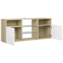 TV-Schrank mit LED-Leuchten in Weiß und Sonoma-Eiche 120x30x50 cm von , TV-Möbel - Ref: Foro24-804306, Preis: 105,99 €, Rabat...