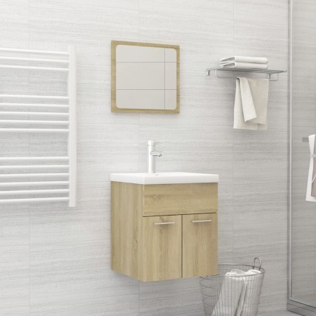 Sonoma oak plywood 2-piece bathroom furniture set by , Bathroom furniture - Ref: Foro24-804776, Price: 43,52 €, Discount: %