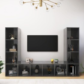 Wohnzimmermöbel, 3-teilig, glänzendes graues Holzwerkstoff von , TV-Möbel - Ref: Foro24-3079960, Preis: 151,64 €, Rabatt: %