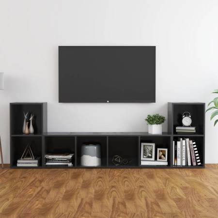 Living room furniture 3 pieces gray engineered wood by , TV Furniture - Ref: Foro24-3079981, Price: 111,31 €, Discount: %