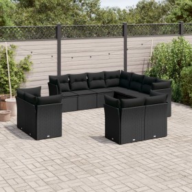 11-piece garden sofa set and black synthetic rattan cushions by , Garden sets - Ref: Foro24-3250344, Price: 869,29 €, Discoun...