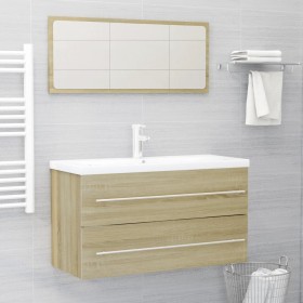 Sonoma oak plywood 2-piece bathroom furniture set by , Bathroom furniture - Ref: Foro24-804848, Price: 72,99 €, Discount: %