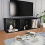 Black plywood bookcase/TV cabinet 36x30x114 cm by , Bookcases and shelves - Ref: Foro24-800136, Price: 46,08 €, Discount: %