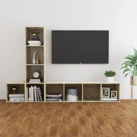 Living room furniture 3 pieces engineered wood Sonoma oak by , TV Furniture - Ref: Foro24-3079991, Price: 135,99 €, Discount: %