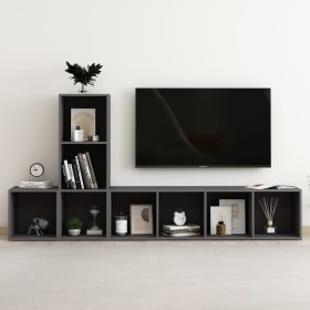 Living room furniture 3 pieces gray engineered wood by , TV Furniture - Ref: Foro24-3080026, Price: 117,79 €, Discount: %