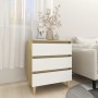 Aparador madera contrachapada blanco y roble Sonoma 60x35x69 cm de , Aparadores - Ref: Foro24-806090, Precio: 89,94 €, Descue...