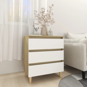 White plywood and Sonoma oak sideboard 60x35x69 cm by , Sideboards - Ref: Foro24-806090, Price: 89,99 €, Discount: %