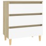 Aparador madera contrachapada blanco y roble Sonoma 60x35x69 cm de , Aparadores - Ref: Foro24-806090, Precio: 89,94 €, Descue...