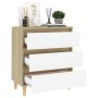 Aparador madera contrachapada blanco y roble Sonoma 60x35x69 cm de , Aparadores - Ref: Foro24-806090, Precio: 89,94 €, Descue...