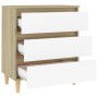 Aparador madera contrachapada blanco y roble Sonoma 60x35x69 cm de , Aparadores - Ref: Foro24-806090, Precio: 89,94 €, Descue...