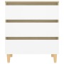 Aparador madera contrachapada blanco y roble Sonoma 60x35x69 cm de , Aparadores - Ref: Foro24-806090, Precio: 89,94 €, Descue...