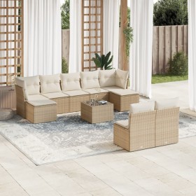 Gartensofa-Set mit beigen Kissen, 10-teilig, synthetisches Rattan von , Gartensets - Ref: Foro24-3250117, Preis: 773,32 €, Ra...