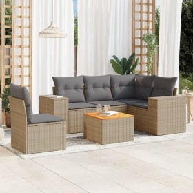 Garden sofa set with 6-piece synthetic rattan beige cushions by , Garden sets - Ref: Foro24-3257781, Price: 528,29 €, Discoun...