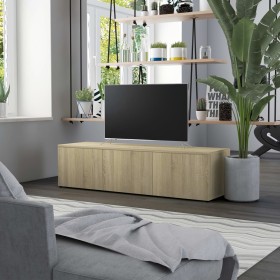 Oak-colored plywood TV cabinet 120x34x30 cm by , TV Furniture - Ref: Foro24-801871, Price: 74,99 €, Discount: %