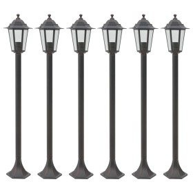 Farolas de jardín aluminio bronce E27 110 cm 6 unidades de , Iluminación de exterior - Ref: Foro24-44205, Precio: 140,99 €, D...