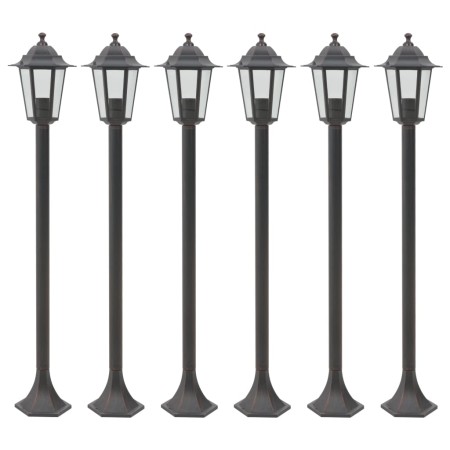 Farolas de jardín aluminio bronce E27 110 cm 6 unidades de , Iluminación de exterior - Ref: Foro24-44205, Precio: 149,11 €, D...